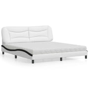 Letto con Materasso Hvar Bianco e Nero 180x200cm Similpelle
