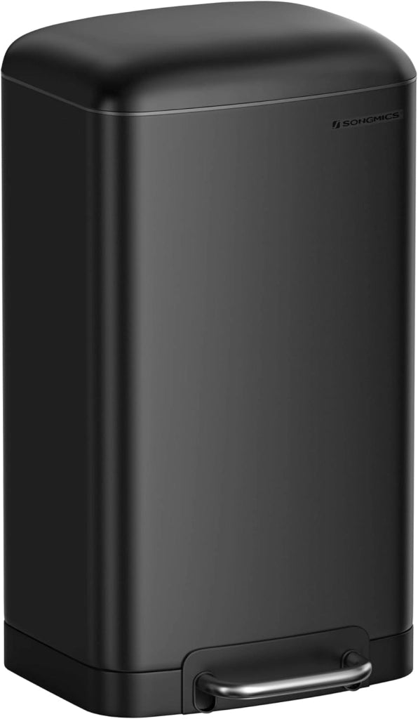 SONGMICS Pattumiera da Cucina, Cestino della Spazzatura da 30L, Pattumiera a Pedale in Acciaio con Coperchio e Secchio Interno, Chiusura Morbida Ammortizzata, Bianco Nuvola LTB001A01