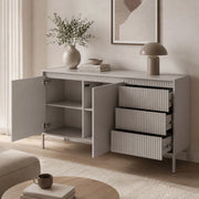 Madia Hatomo, Credenza 3 Cassetti, 154x40x81h cm Beige