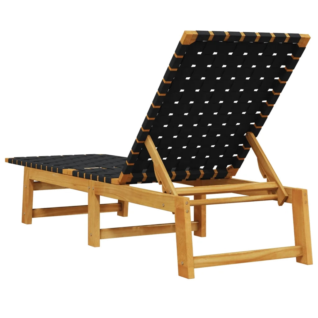 Lettini Prendisole 2pz Neri Legno Massello di Acacia e Tessuto 3214210