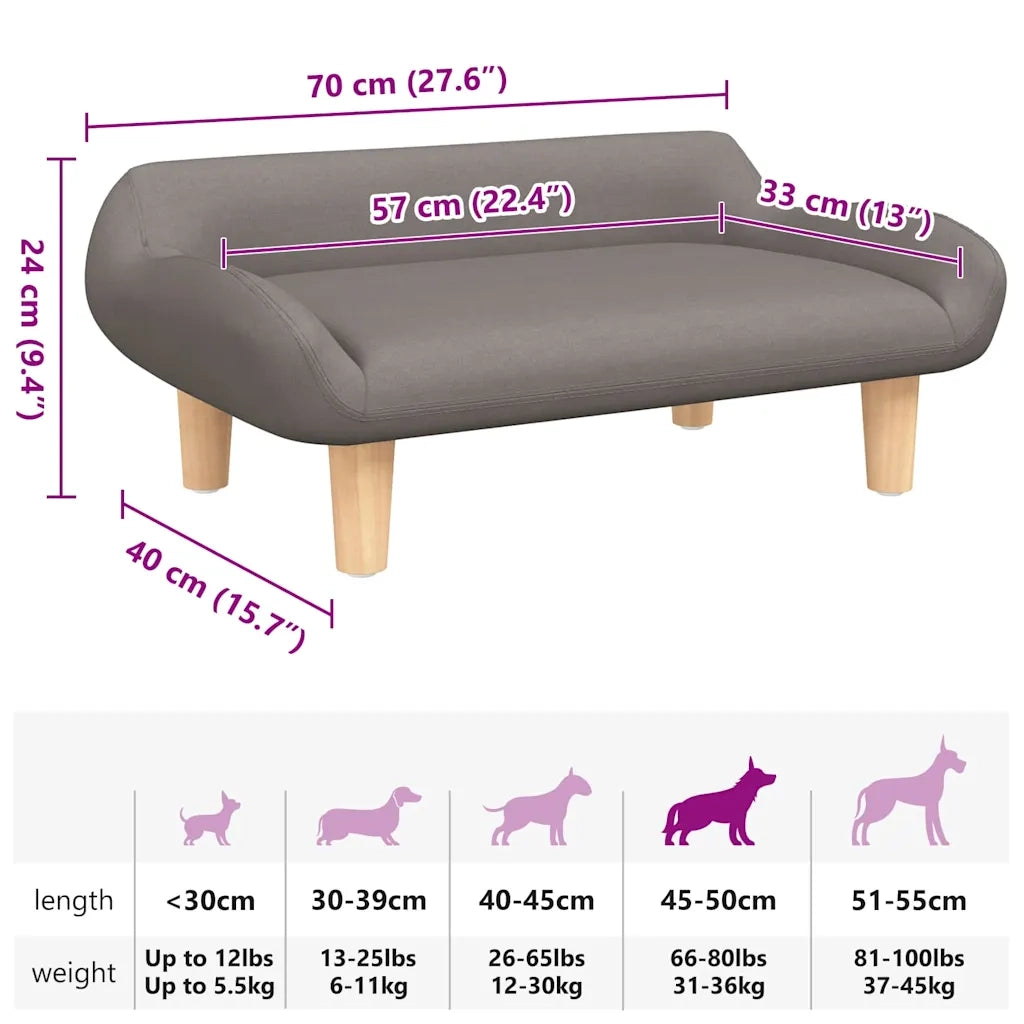 Lettino per Cani Tortora 70x40x24 cm in Tessuto 171949