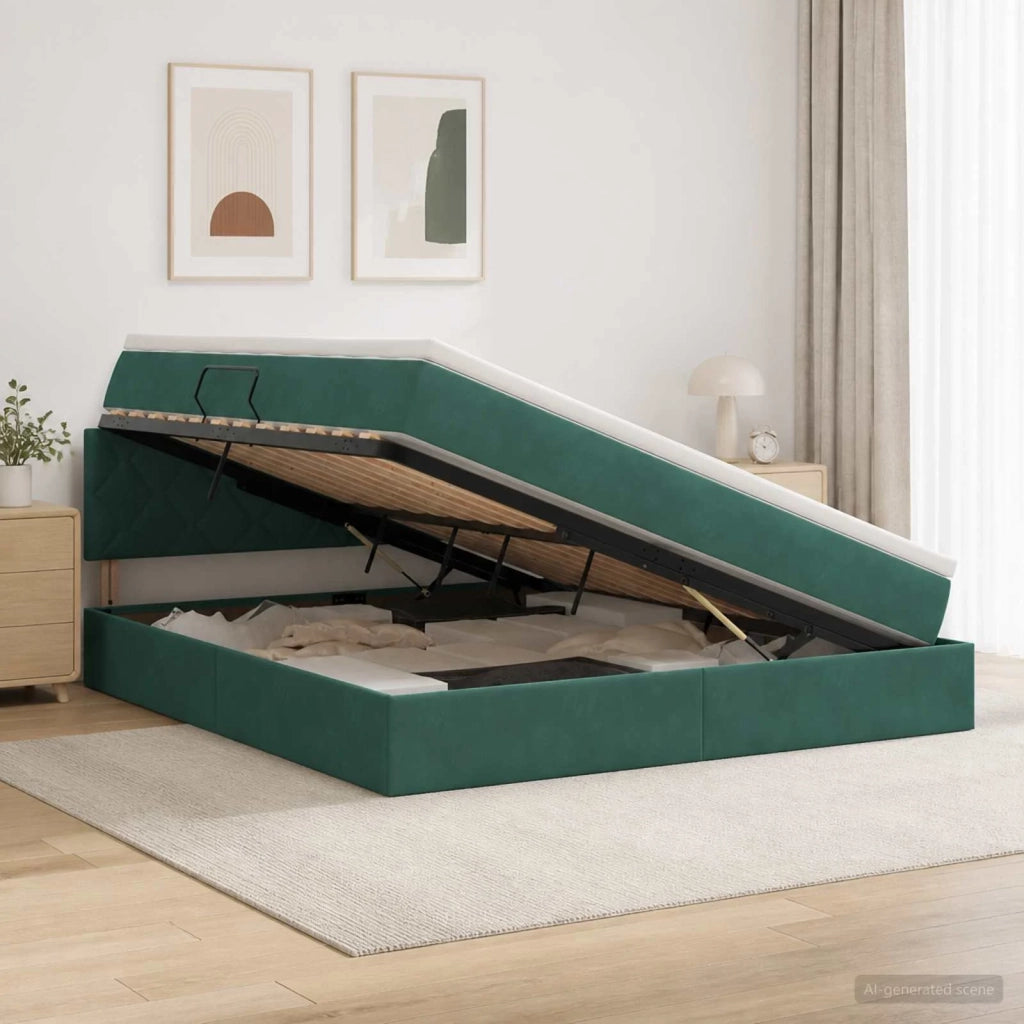 Letto con Contenitore Verde Scuro 180 x 200 cm Velluto 3458886