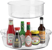 Organizzatore per frigorifero Lazy Susan 2 pezzi - ripiano girevole per cucina - 360 gradi girevole - piatto rotante circolare - 24 cm + 28 cm