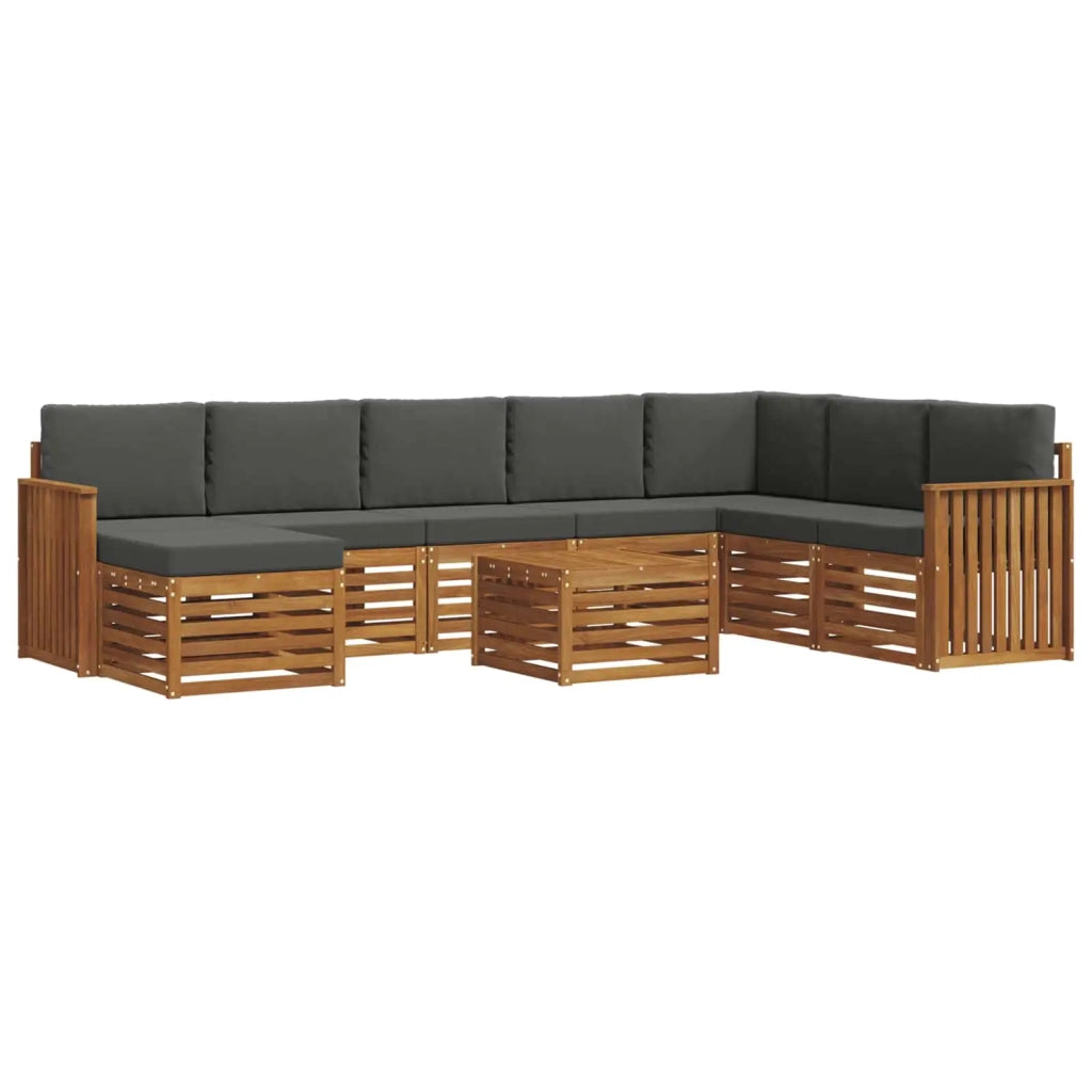 Set di divani da esterno con cuscino 9 pcs Naturale e Antracite