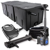 Set Filtro a 3 camere 90000l Chiarificatore UVC 24W Pompa NEO8000 70W Tubo Fontana