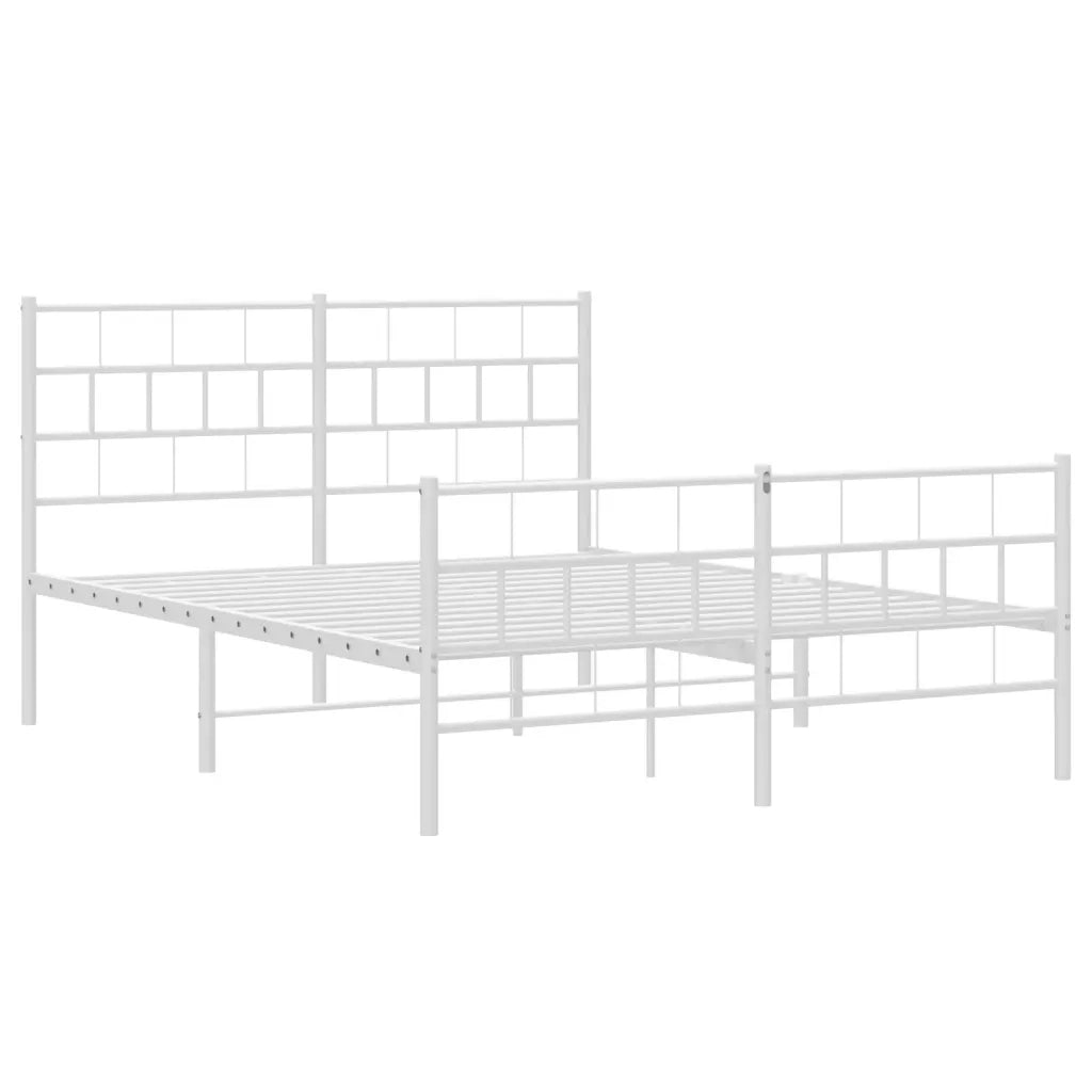 Giroletto con Testiera e Pediera Metallo Bianco 140x200 cm 355727