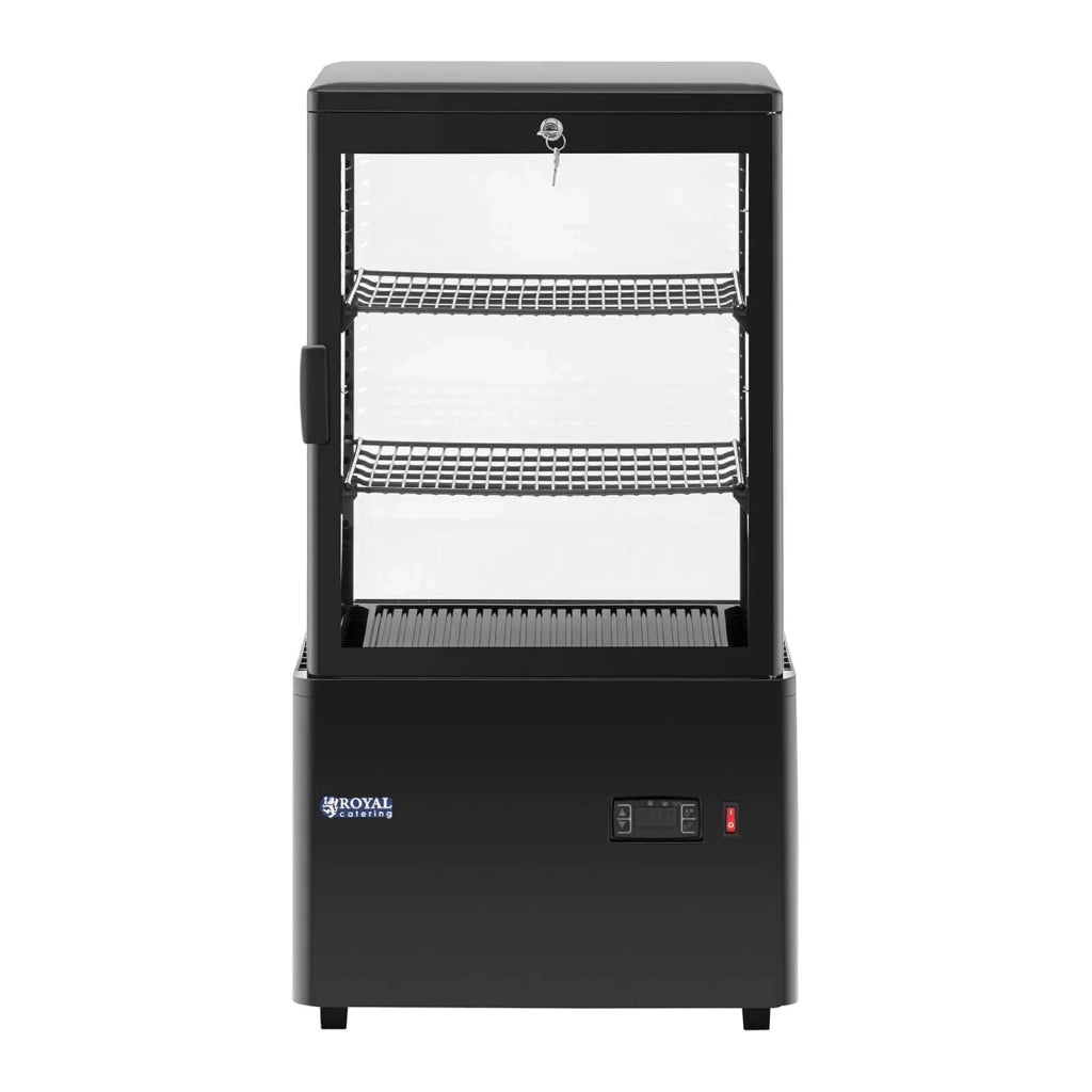 Vetrina refrigerata da 58 litri 3 ripiani chiudibili a chiave vetro temperato nero plastica 14_0005392