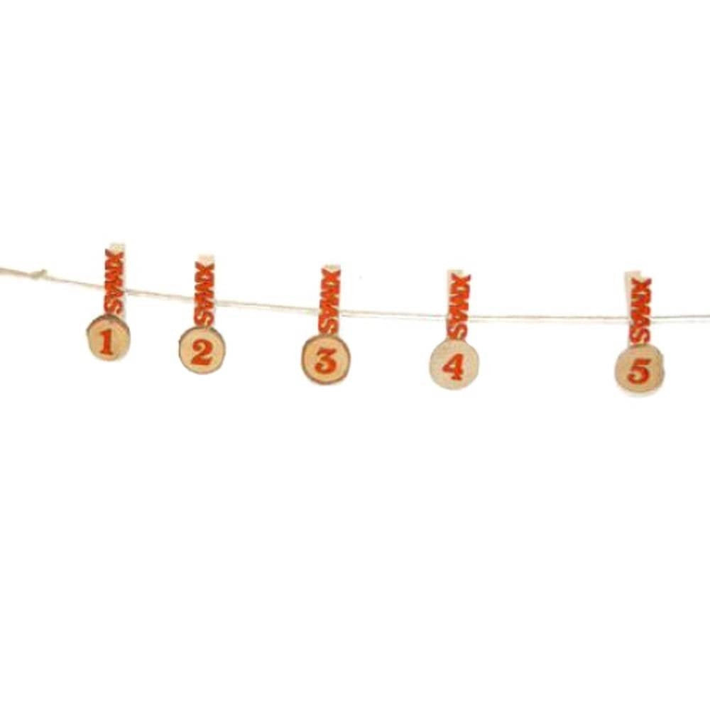 Trade Shop - Calendario Avvento Filo Ghirlanda Con Mollette Numero Decorazioni Natalizie -