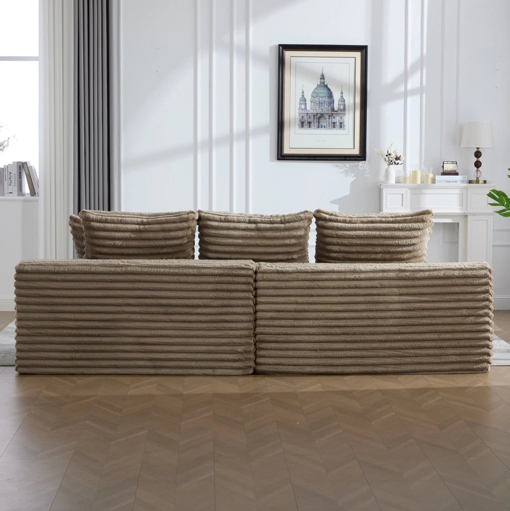 Divano componibile trasformabile in divano letto con tasche laterali e portabicchieri; 273 cm; corduroy khaki