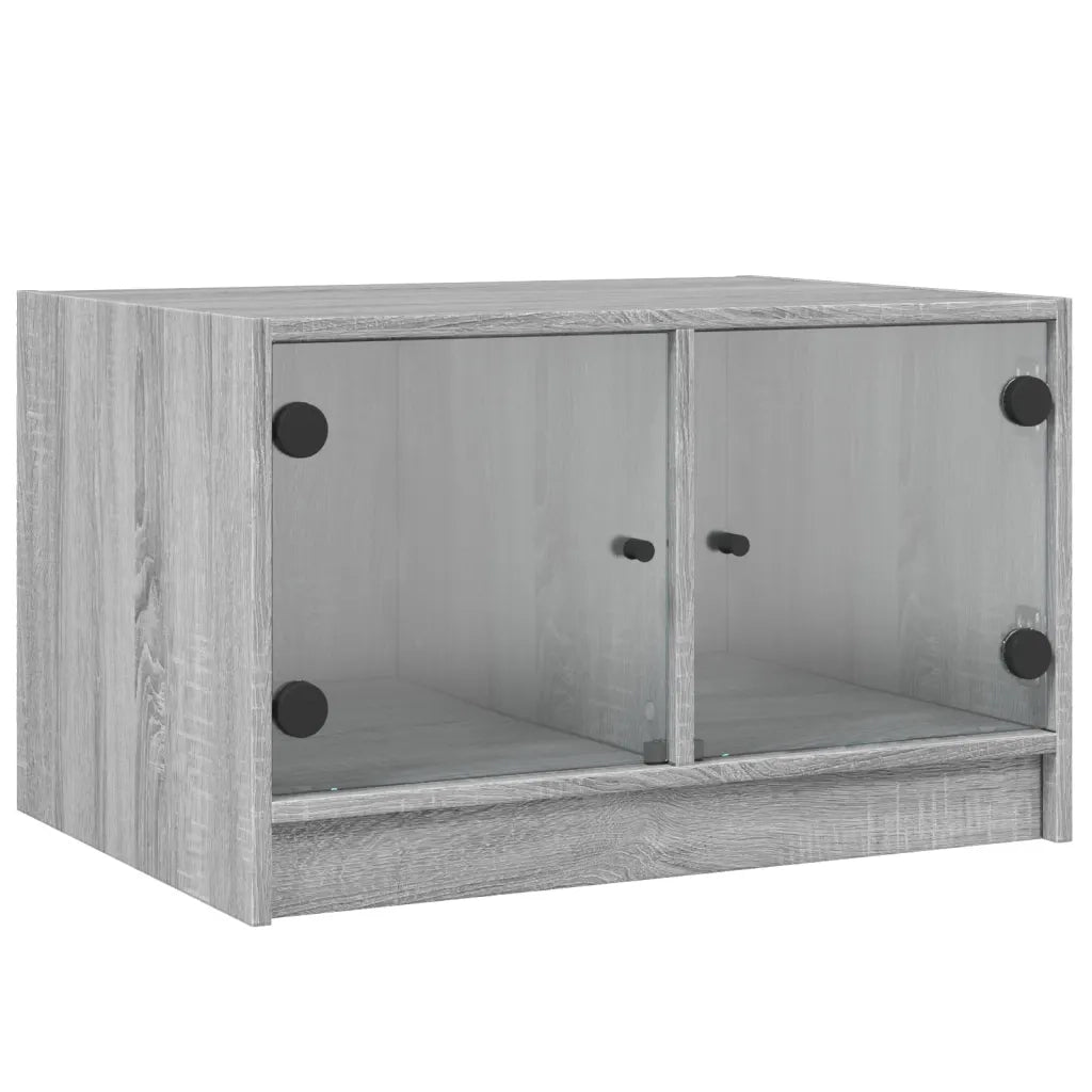 Tavolino da Salotto con Ante in Vetro-Tavolino da soggiorno Grigio Sonoma 68x50x42 cm