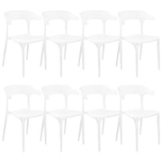Set di 8 sedie in plastica bianca resistente moderne per interno ed esterno stile moderno contemporaneo
