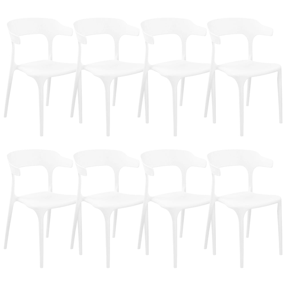 Set di 8 sedie in plastica bianca resistente moderne per interno ed esterno stile moderno contemporaneo