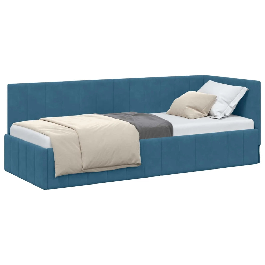 Cornice del letto ad angolo Blu 80 cm x 200 cm Velluto 42016286