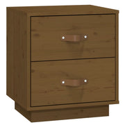 Comodino | Armadio da Notte | Mobiletto da notte Marrone Ambrato 40x34x45 cm in Legno Massello di Pino