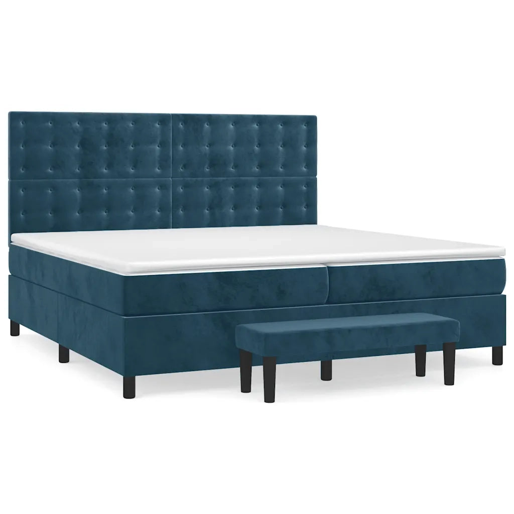 Giroletto a Molle con Materasso Blu Scuro 200x200 cm in Velluto 3138107