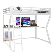 LETTO A CASTELLO 90x200 cm in metallo e MDF, bianco, con scrivania