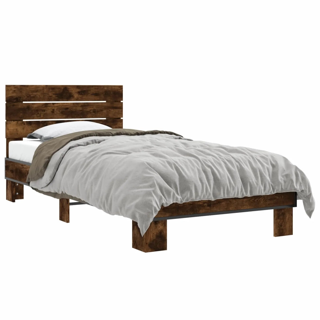Struttura letto con testata-Giroletto Rovere Fumo 80 x 200 cm 804593