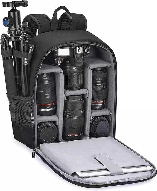 Borsa per macchina fotografica, professionale per macchina fotografica spiegelloso DSLR/SLR, impermeabile, compatibile con accessori per macchina fotografica e treppiedi (piccolo, nero)