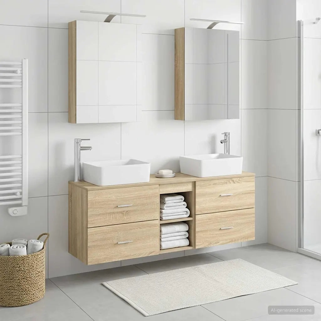 Set di mobili per il bagno 5 pcs Rovere Sonoma 3406833