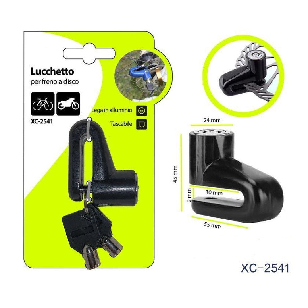 Trade Shop - Lucchetto Blocco Per Freno A Disco Antifurto Per Moto Bicicletta Chiavi Xc-2541 -