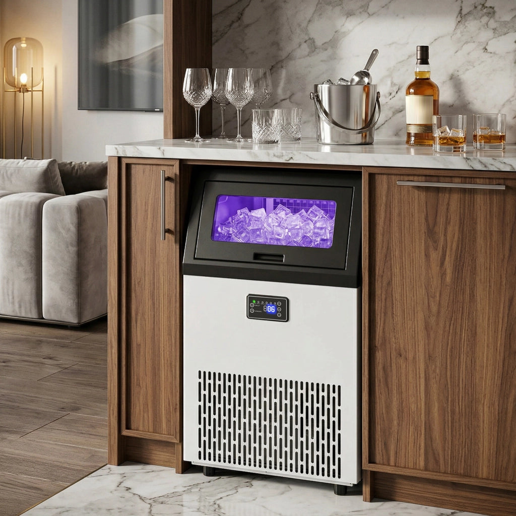 Macchina per ghiaccio cubetti commerciale ¨C zephmum ¨C acciaio inox 55 kg/24h 13 kg serbatoio