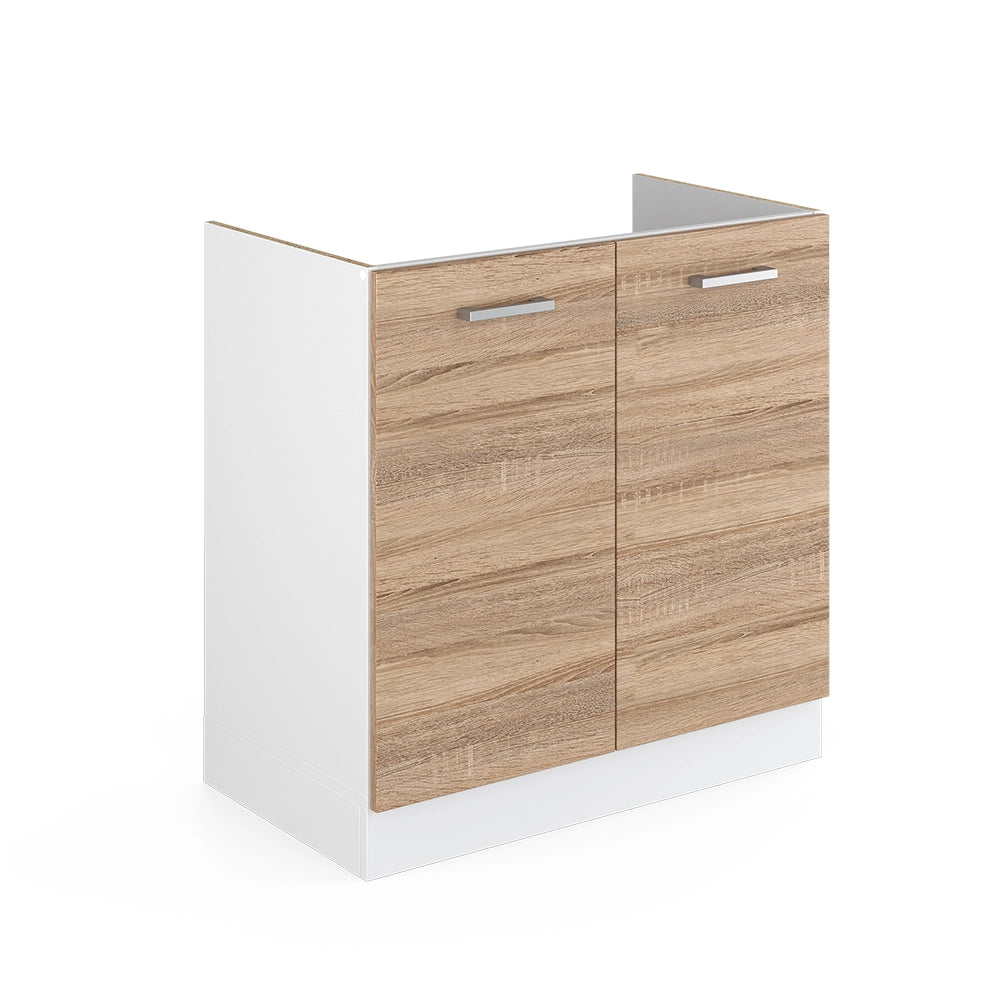 Mobile lavello cucina R-Line Sonoma/Bianco 80 cm senza piano di lavoro Vicco