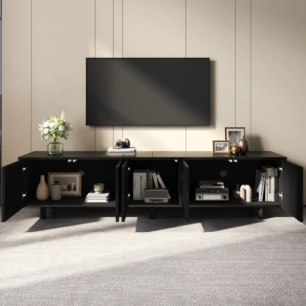 TV-Schrank Lowboard 180 cm; 5 Türen; MDF e PB; nero
