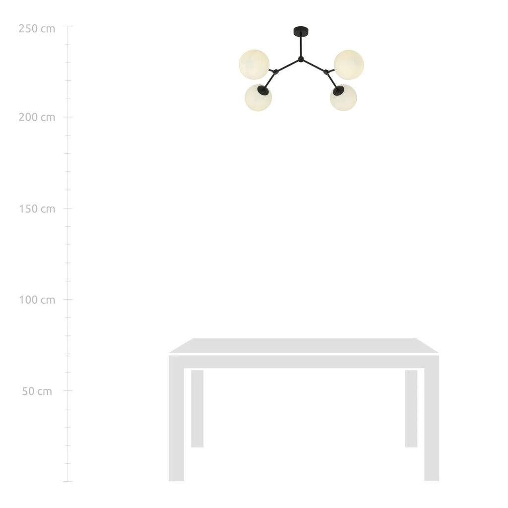 Plafoniera Minimal Iperione Acciaio Nero Bianco 4 Luci E14 Ip20