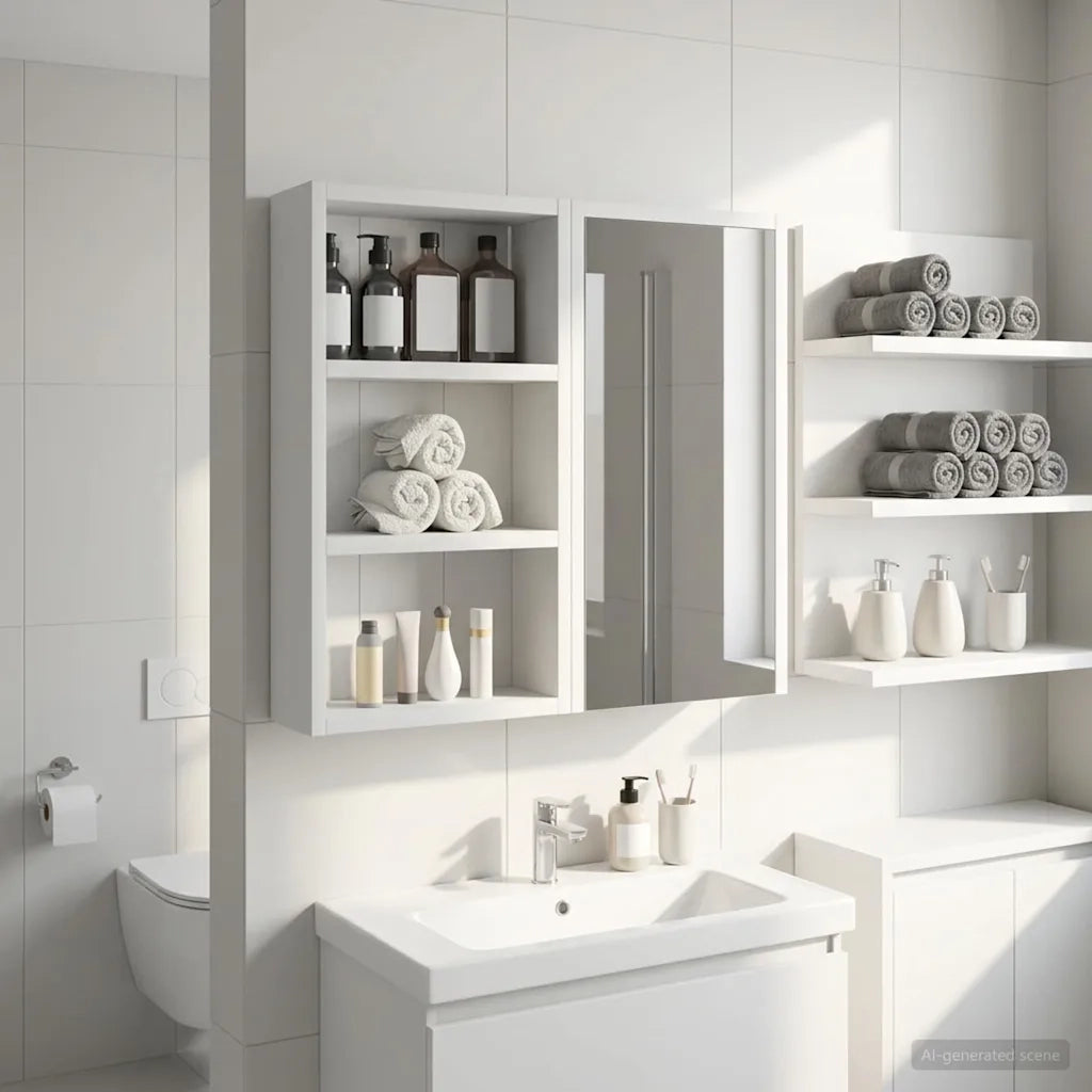 Armadio da bagno a muro con lo scaffale Bianco 30 x 10 x 50 cm 889311