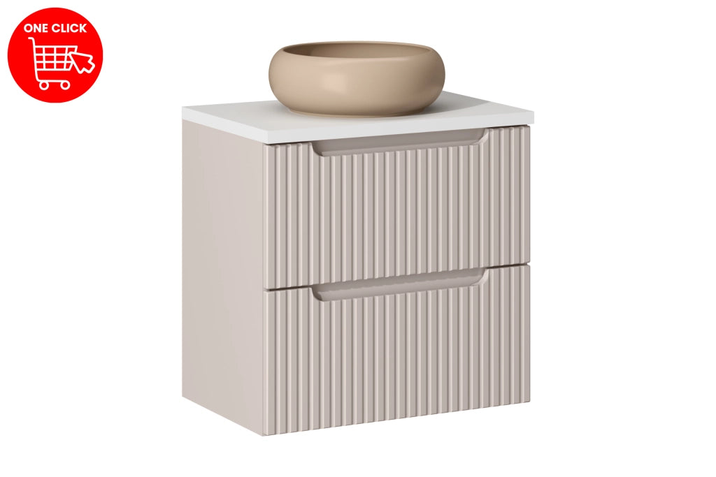 Set mobili bagno 60 cm con piano e lavabo da appoggio Wiki Nova Cashmere 60 x 1401 x 40 cm