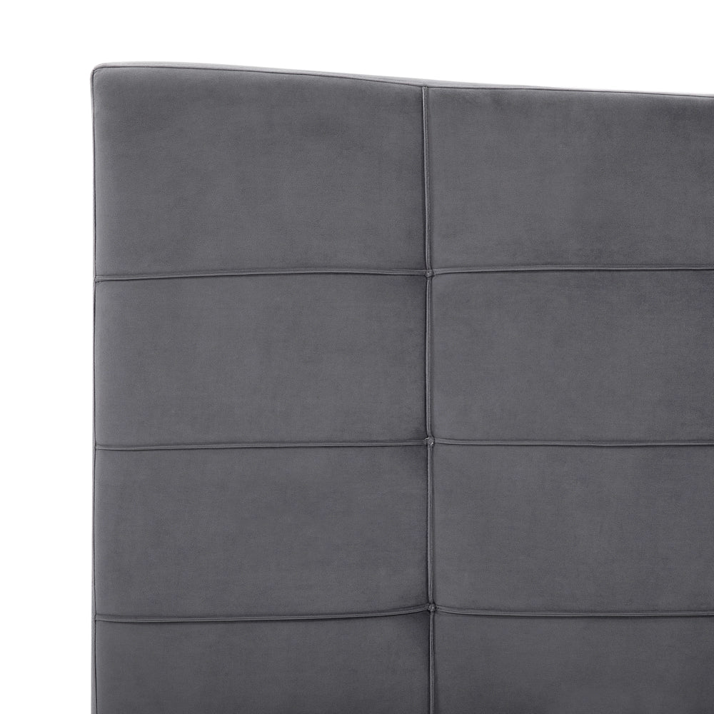 Letto 160 x 200 cm Velluto Grigio Struttura Imbottita Gambe A Forcella In Metallo Testiera Trapuntata