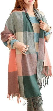 Sfida calda - Scialle caldo - Scialle grande per donna - Con pizzo, adatto per donne e ragazze, elegante e caldo, una scelta ideale per l'autunno e l'inverno.