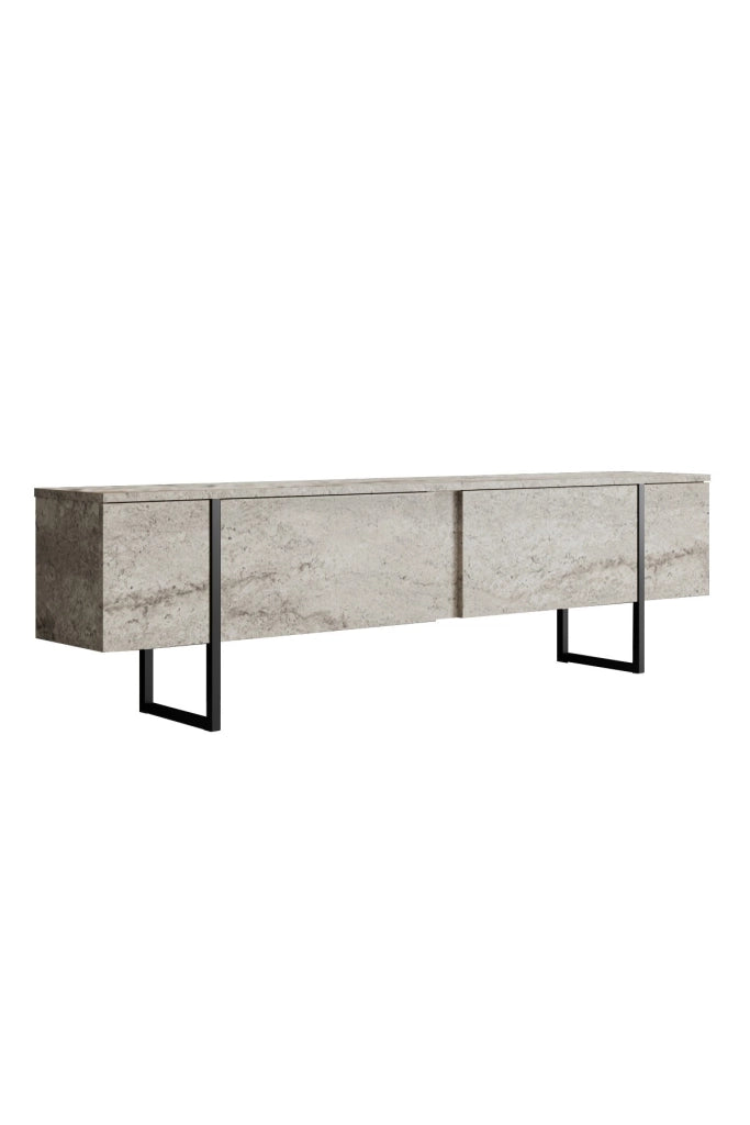 Porta TV in legno "Luxe" - 180 x 30 x 50 cm - TravertinoNero