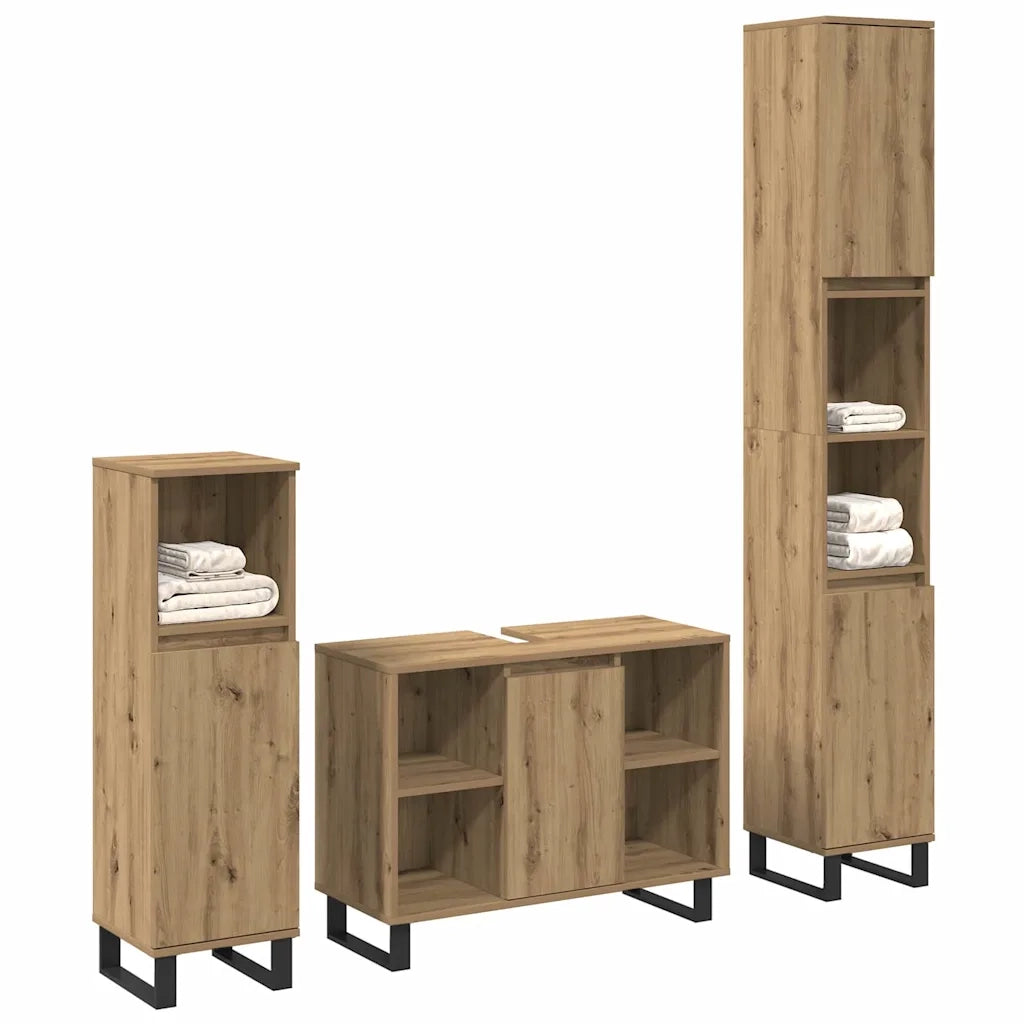 Set di mobili per il bagno 3 pcs Marrone Legno multistrato 3378511