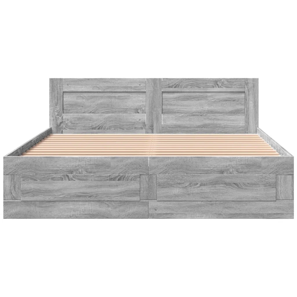 Giroletto Testiera Grigio Sonoma 160x200 cm Legno Multistrato