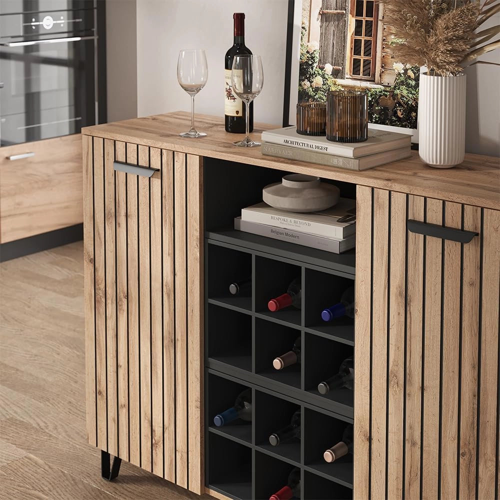 Credenza Amber, Marrone, 38 x 100 cm con 2 porte, con vano portaoggetti per spazio aggiuntivo