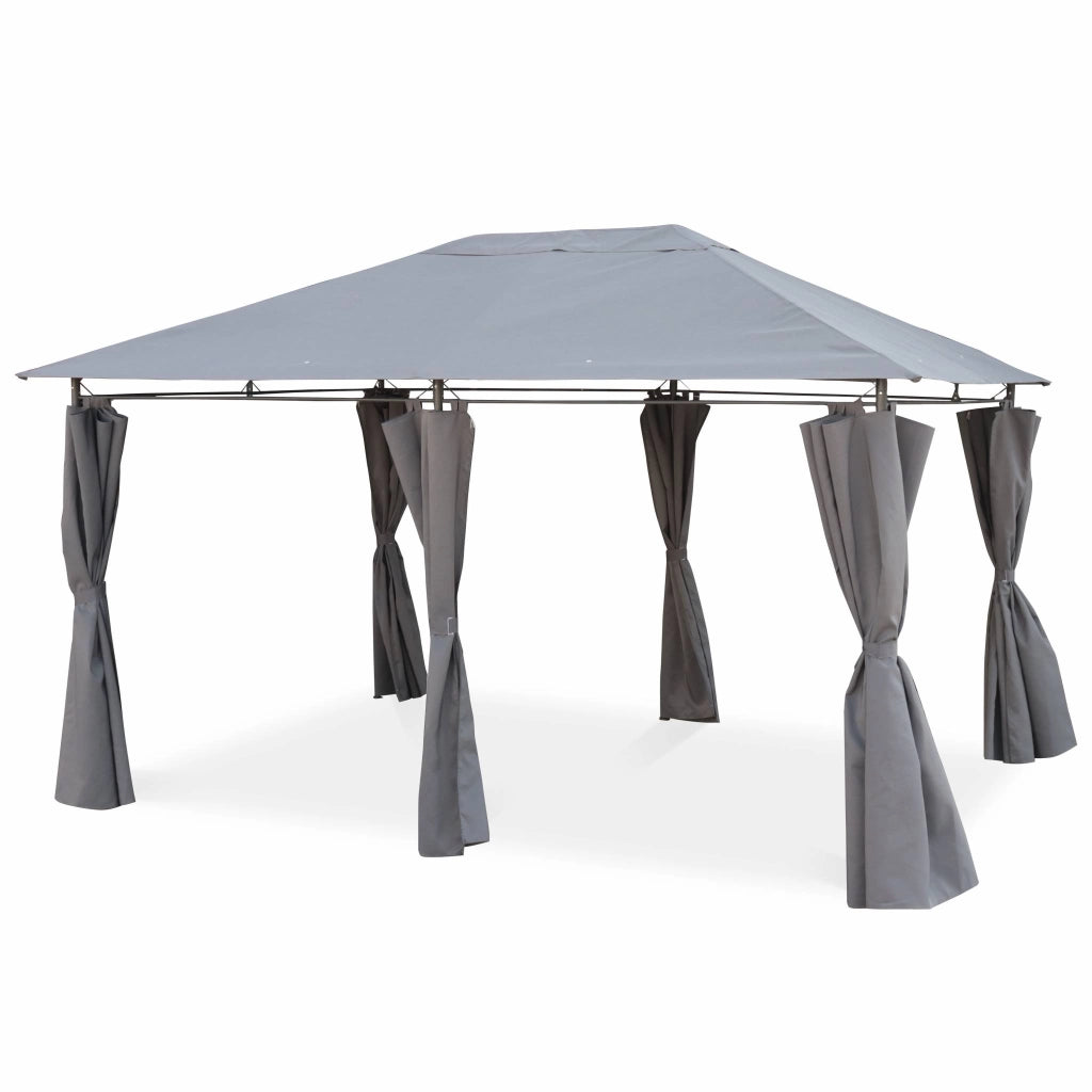 Gazebo da giardino 3x4m struttura in alluminio con tende scorrevoli,