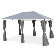 Gazebo da giardino 3x4m struttura in alluminio con tende scorrevoli,