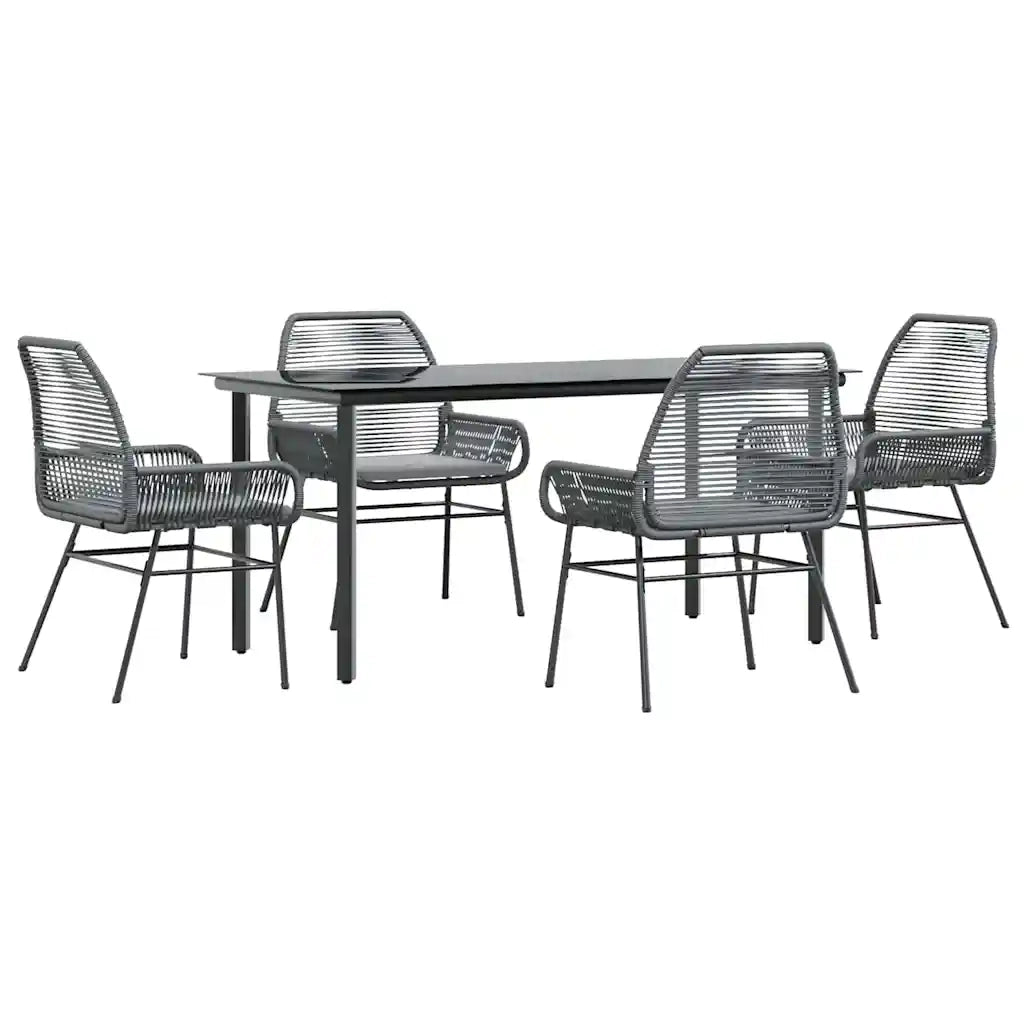 Set da Pranzo da Giardino 5 pz con Cuscini Polyrattan Vetro 3334579