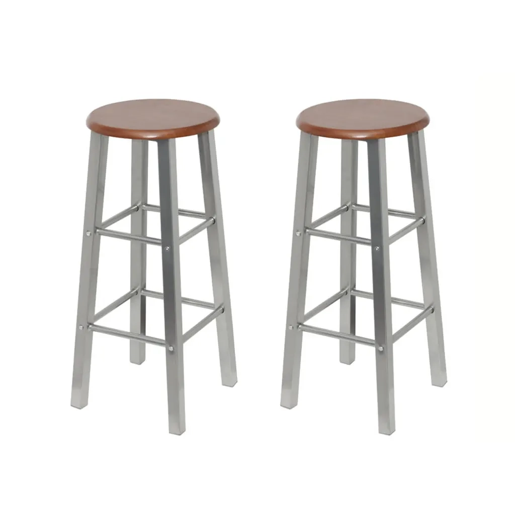 Set Sgabelli da Bar 2 pz in Metallo e Sedile in MDF  cod mxl 76906