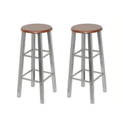 Set Sgabelli da Bar 2 pz in Metallo e Sedile in MDF  cod mxl 76906