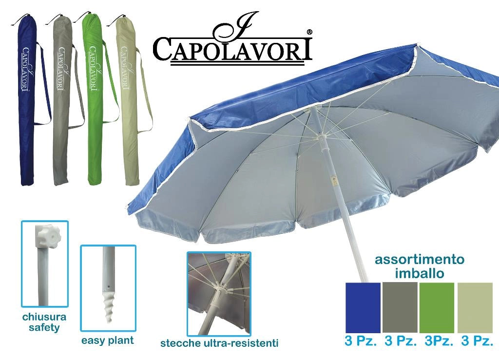 Ombrellone Spiaggia Mare Duplex Oxford con Snodo 200 cm Vari Colori