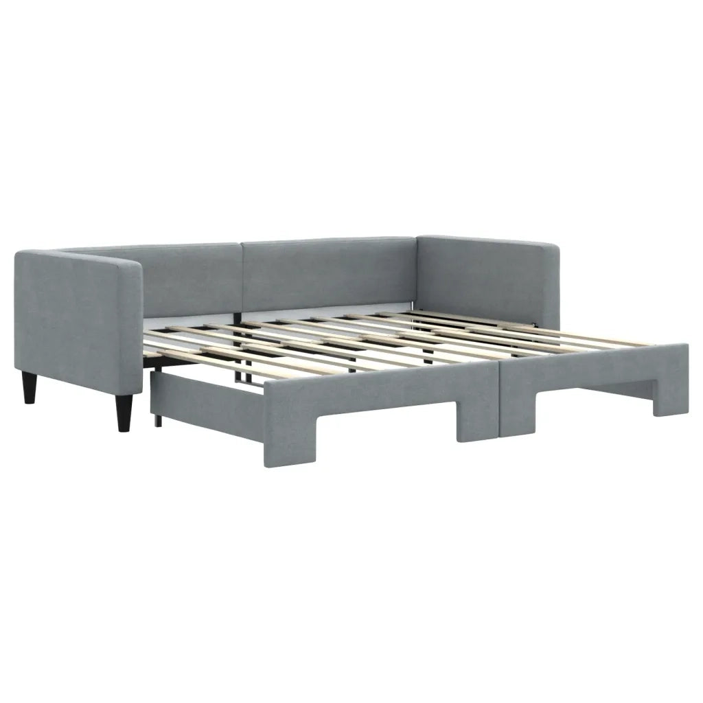 Divano Letto con Letto Estraibile Grigio Chiaro 100x190 Tessuto 3196655