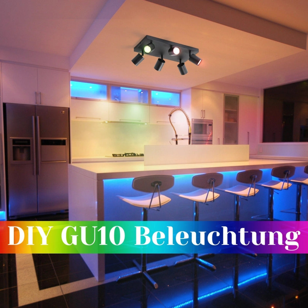 ZMH Faretto da soffitto 6 luci GU10 orientabili 330° moderni per cucina corridoio