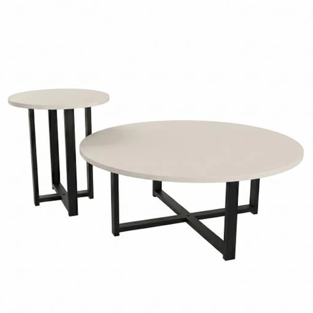 Set 2 Tavolini da Caffè per Soggiorno Sabbia Design Moderno Tavolo Salvaspazio