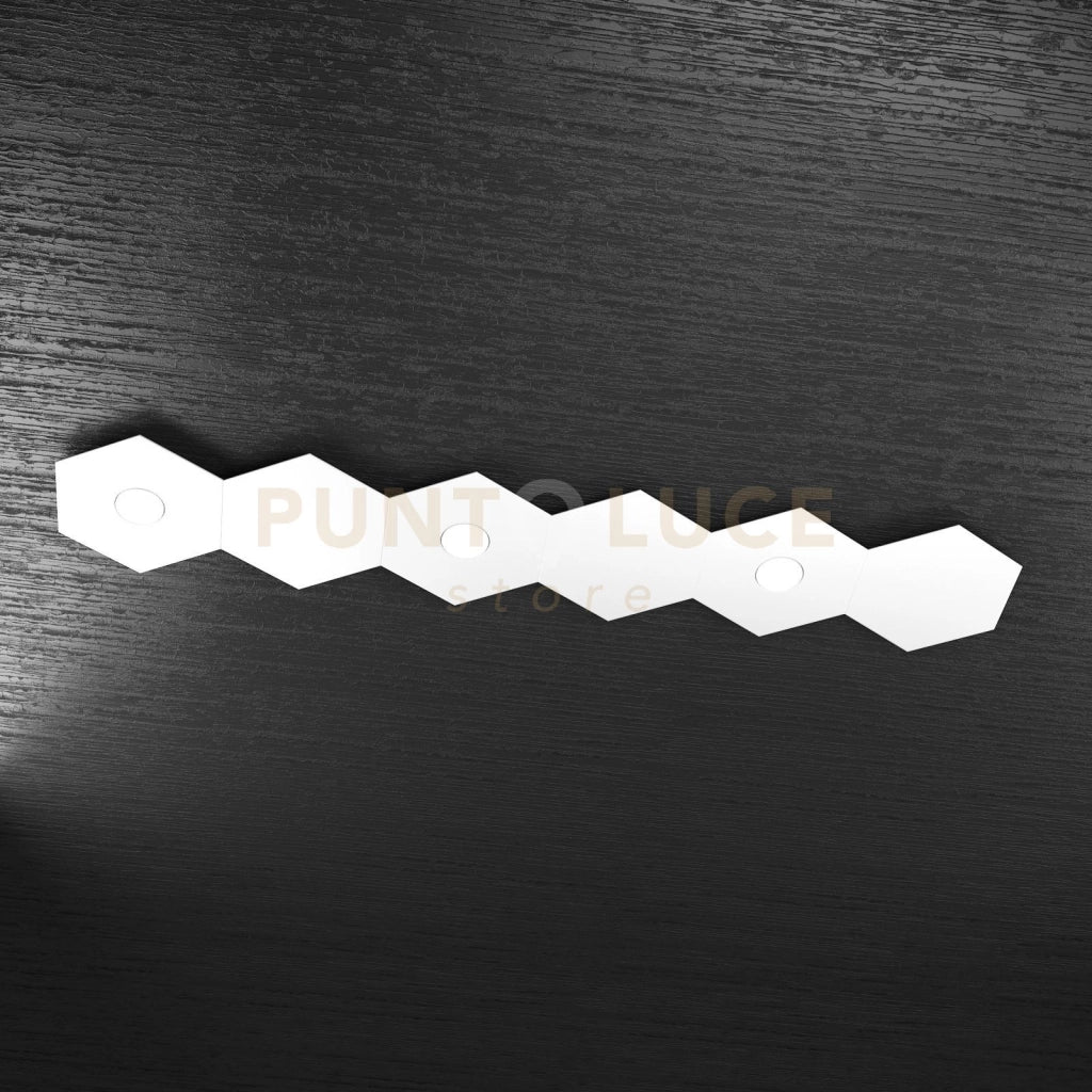 HEXAGON APPLIQUE-PLAFONIERA 3 LUCI + 3 DECORATIVO BIANCO 1142-3L3D-BI