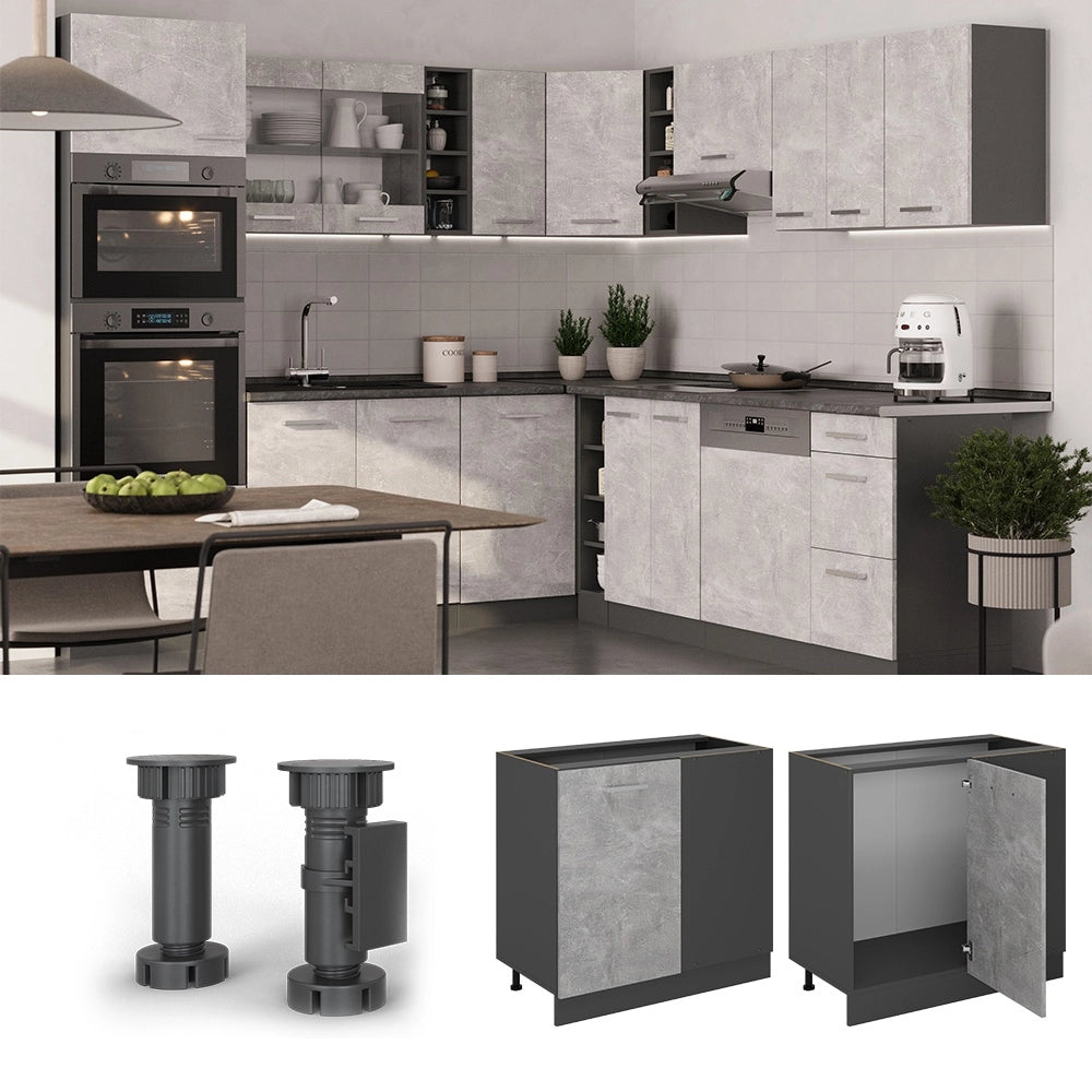 Mobile ad angolo cucina R-Line Calcestruzzo/Antracite 86 cm senza piano di lavoro Vicco