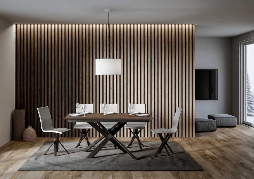 Tavolo Allungabile 160-220x90x74 cm Ganty piano Noce bordo in tinta
