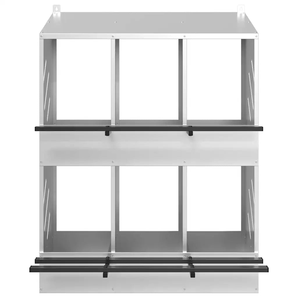 Nido per Polli con 6 Scomparti in Metallo Galvanizzato Argento CFW1539776