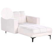 Chaise longue in tessuto bouclè bianco reclinabile con schienale a 3 posizioni stile elegante